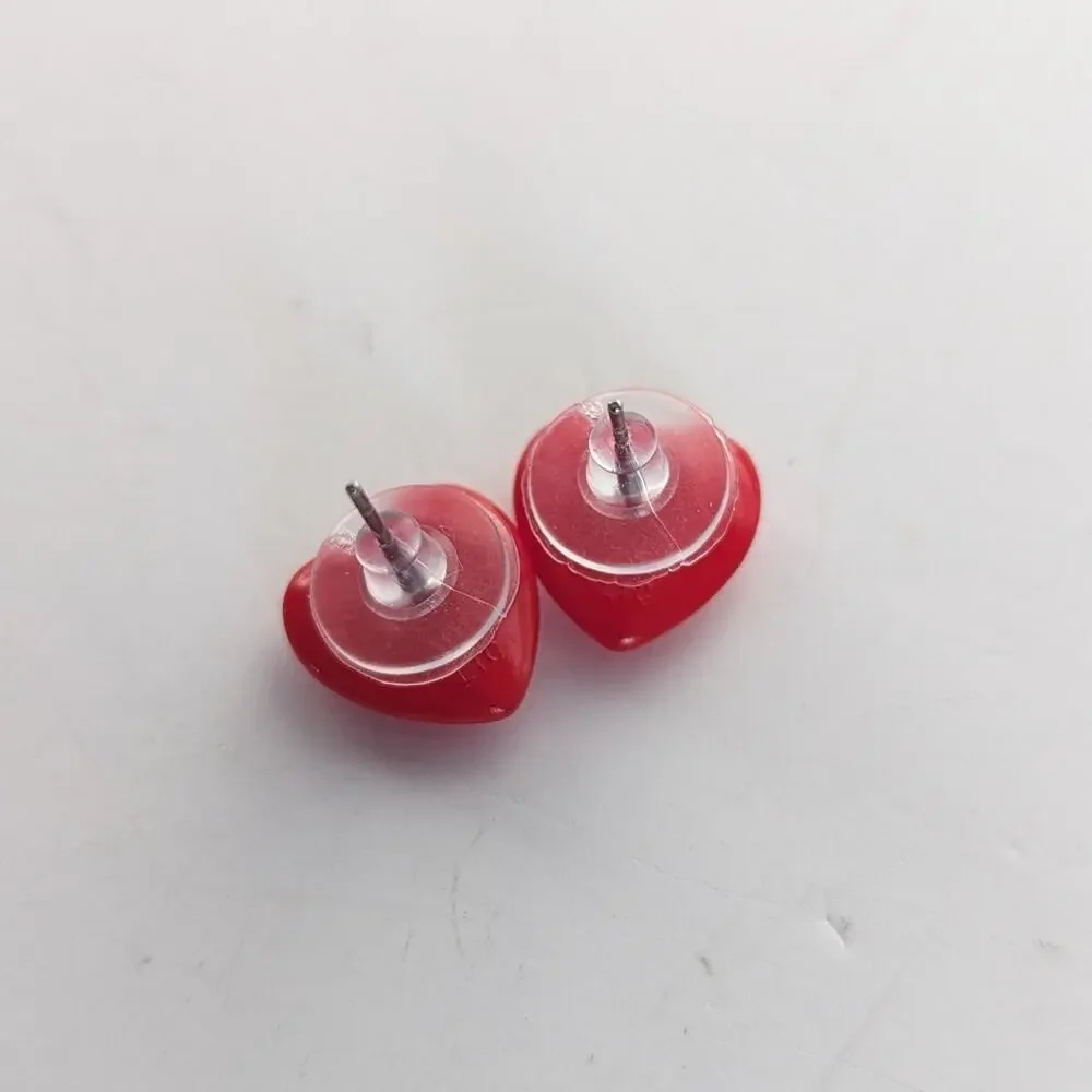Vintage Hallmark Acrylic Red Valentines Heart and Long LOVE Dangle Hook Earrings